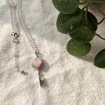 《silver925》heart pink coral ❃ key charm necklace ✴︎