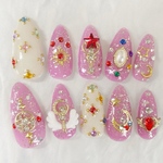 ネイルチップ　現品　魔法少女　量産型　地雷　ピンク　ゴテゴテ　白　姫系　ゆめかわ　ハート　魔法　キラキラ