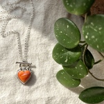 《silver925》heart orange shell ❃ padlock charm necklace ✴︎