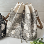 受注生産品♡帆布巾着ショルダーバッグ ウィリアム・モリス ピンパーネル  ベージュorグレージュ