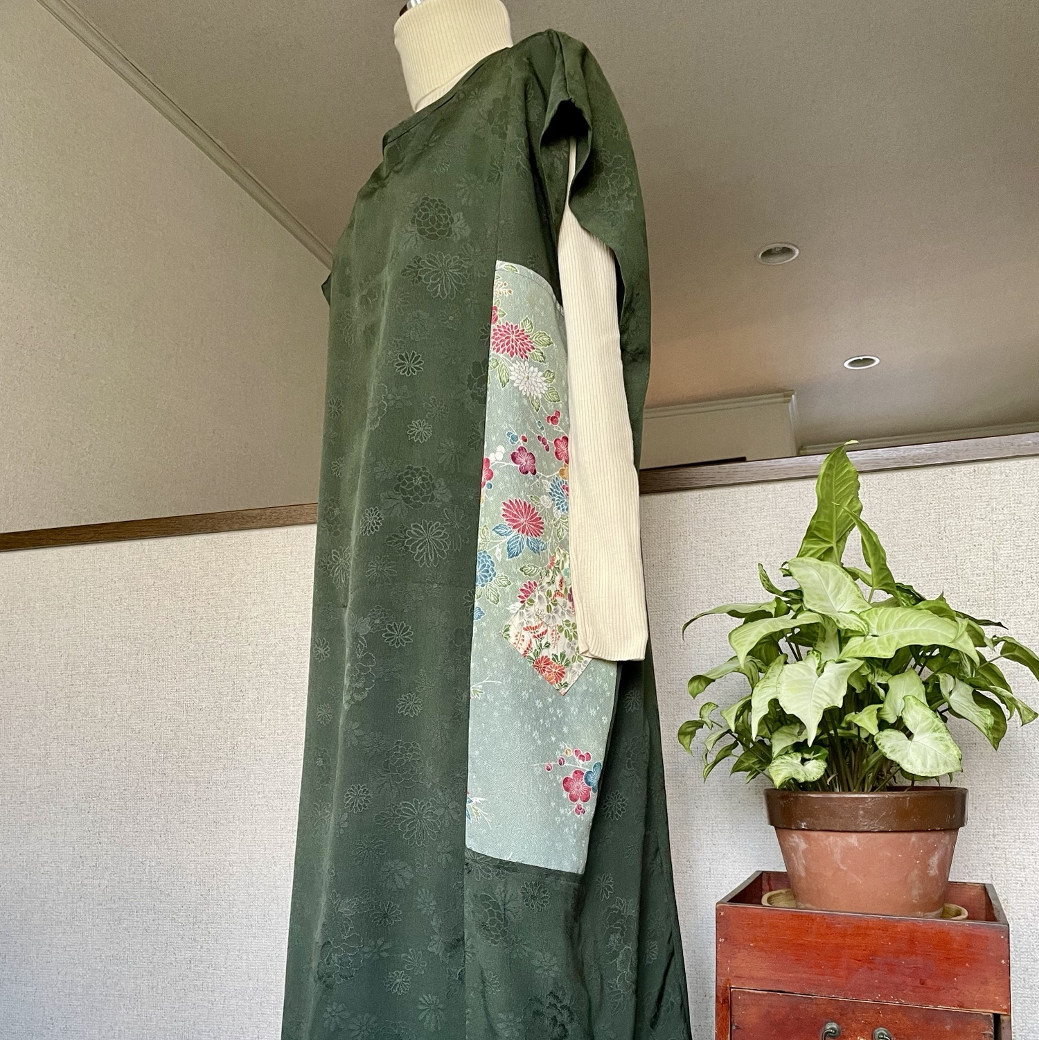 しなやか正絹 着物リメイク 着物ワンピース ゆったり ロングチュニック