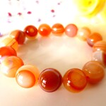 💗１点もの🌺魔よけ✨厄除け✨災難バリアー🍊オレンジ天眼石☆オレンジバンデット☆アイアゲート✨👀✨　☆大珠１２ｍｍ☆　☆１６ｃｍ🌺