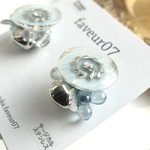 sale 10%オフ　¥3200→¥2880 大人気シリーズ　ヴィンテージボタン　スカイブルー　シルバー　クリア　サージカルステンレスピアス　卒業式　入学式