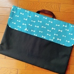 リボン＊防災頭巾カバー＊背もたれ補強＊ブルーグリーン
