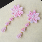 和 ♡*:・夢見る*:砂糖菓子の耳飾り♡つまみ細工 ピアス イヤリング  親子ペア お揃い 七五三 和 浴衣 着物    