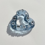 【 受注 】( 制作期間5日 ) HEART earcuff ( 鏡の国 bijou blue )// イヤーカフ レジン