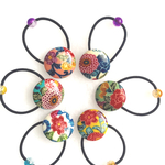 💖沖縄紅型   艶っと💖くるみボタンヘアゴム38mm