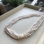 #486 小さい鰯雲のバロックパール【1連40㌢】7×5ミリ　天然色ホワイト〜エクリュ　高品質淡水真珠　ハンドメイド素材 