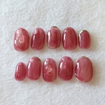 cassis red nail  ネイルチップ ニュアンスネイル ボルドーネイル 卒業式ネイル 和装ネイル 振袖ネイル 