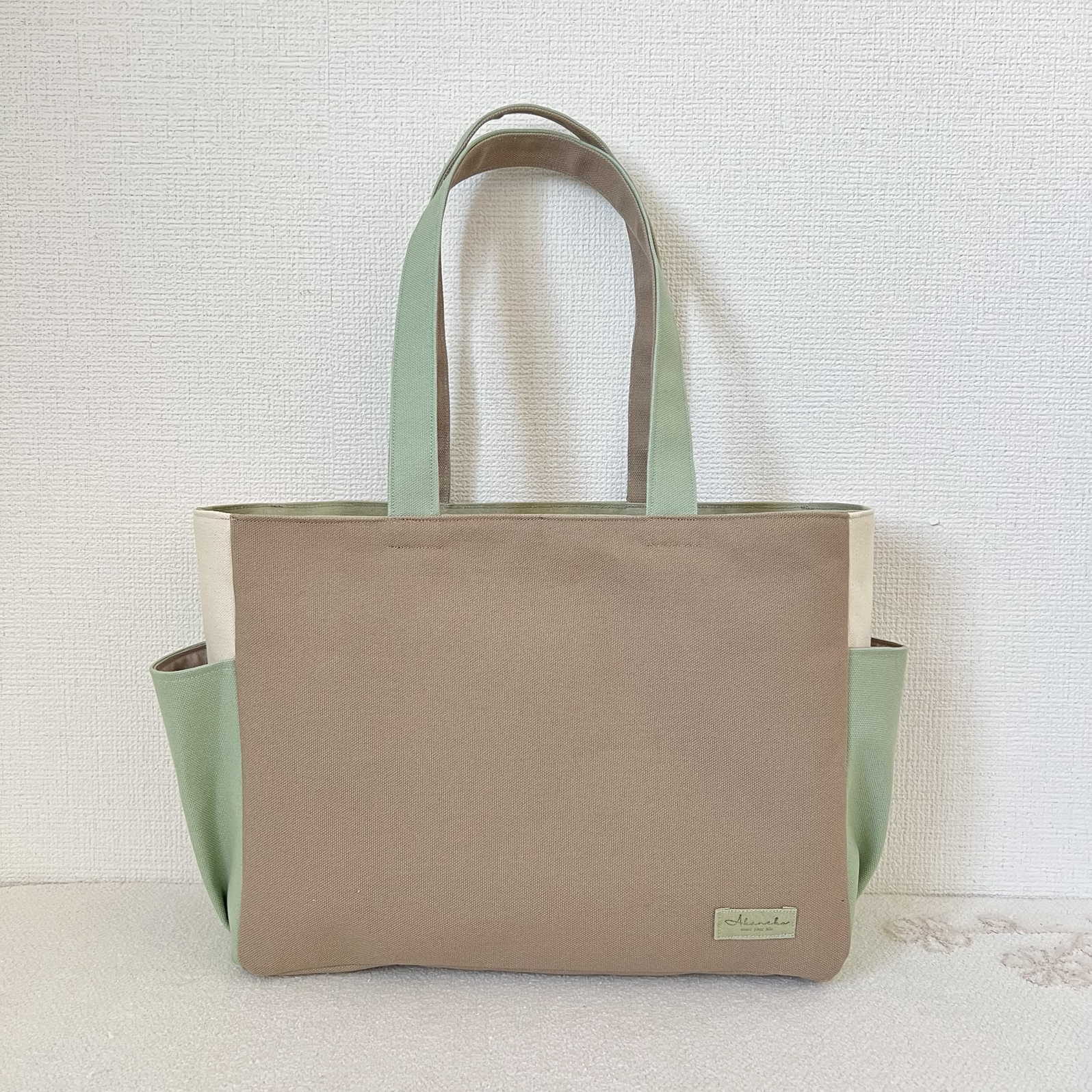 Lサイズ】マッシュルーム＆スモーキーセラドン 8号倉敷帆布使用 肩掛け 