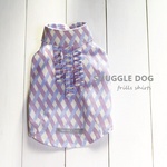 犬服・オーダー可【MIDIUM】【ダックス】3段フリル付きチェックシャツ