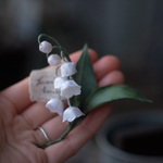 アンティーク すずらん 布花 ブローチ