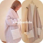 a.myu 厚手woolストールカーディガン　ピンクベージュ