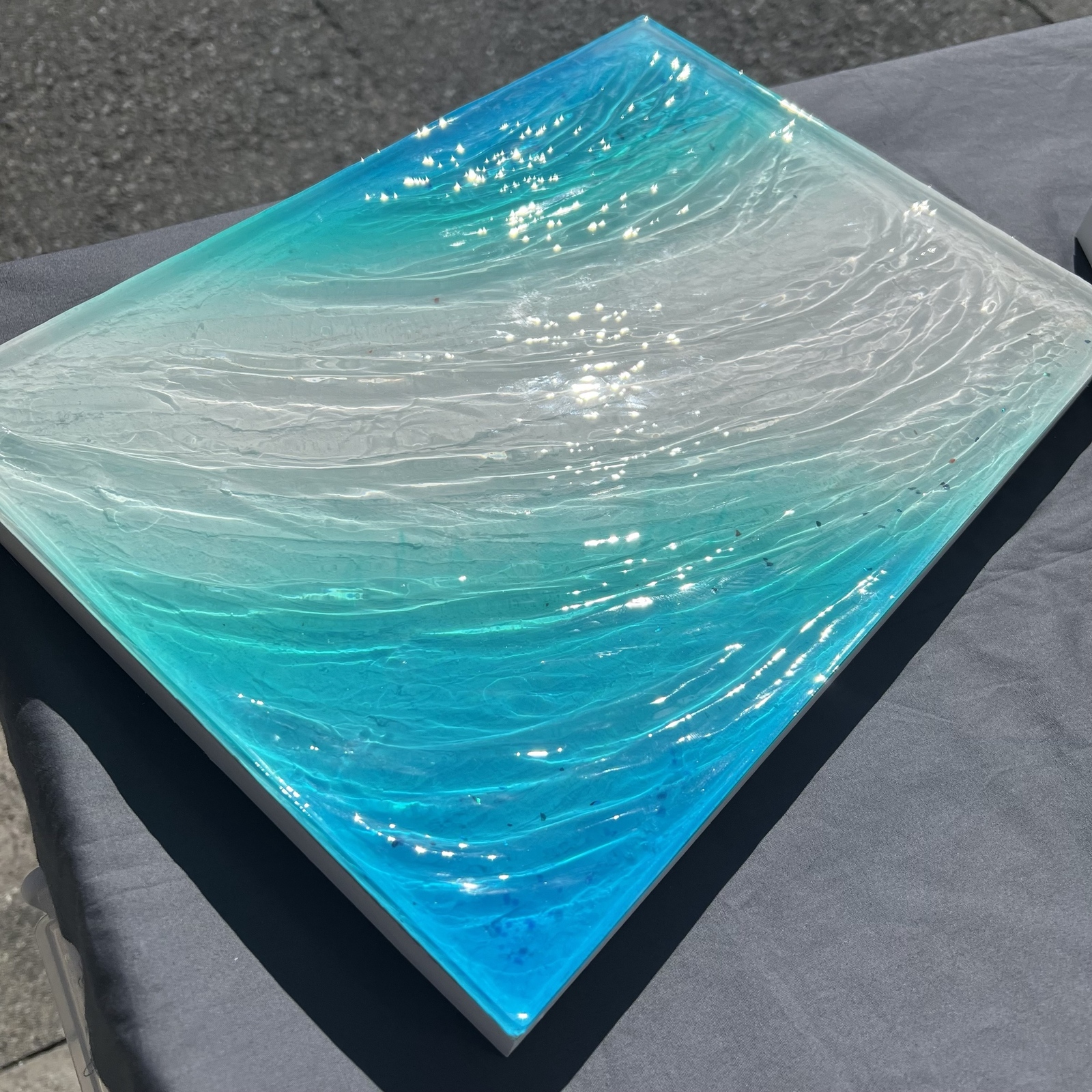 【波紋アート⑳】レジンアート／15cmまる型／枠なし 波紋アート⑳】レジンアート／15cmまる型／枠なし