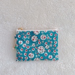 ★One side all skeleton pouch　 リバティ　ジョアンナ　ターコイズ　11×8cm　◆パスケース　小物入れに
