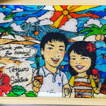 ステンドグラス風ウェルカムボード/似顔絵＊結婚式＊思い出を作品に＊夏、貝。値下げしました！！