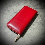 オイルレザー ラウンドファスナー 長財布 牛革 本革 大容量 実用性 機能性 メンズ レディース レッド 赤 革財布
