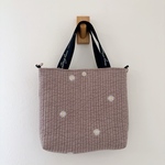 2wayミニトートバッグ　/   ヌビ刺繍【アーモンドグレー】