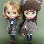 タータンチェックベアースーツ　トラッドグリーン系　　ブライスアウトフィット Blythe