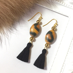 タッセル レオパード柄ビーズピアス&イヤリング