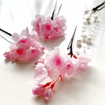 【可憐なミニ桜・Ｕピン髪飾り】ふんわり優しい淡ピンク　しだれ桜　4本セット    