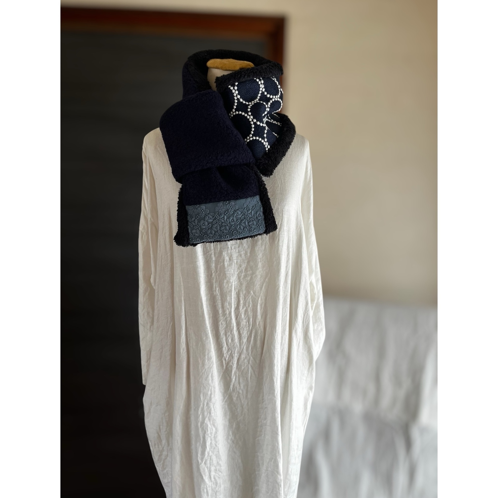 【マフラータイプ】skyful・tambourine ネックウォーマー ミナ生地 マフラータイプ】skyful・tambourine ネックウォーマー ミナ生地