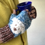 手編みのワンコお散歩手袋/ハンドウォーマー/北欧/手袋/冬/犬/ニット/