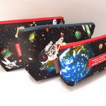 　リアルな宇宙　星　銀河　ペンケース　ファスナーポーチ　Ｂｌｕｅ大