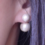 T.CY(2way チタン製)コットンパールピアス☆ダブルパールKW　