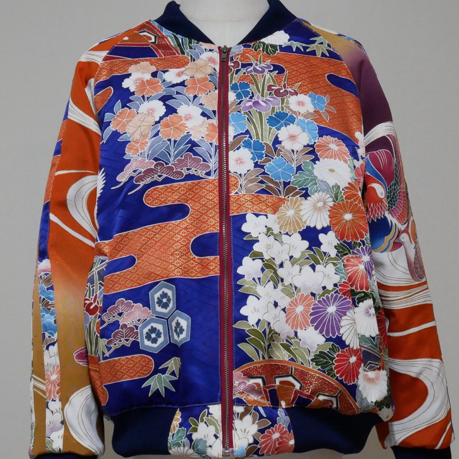着物スカジャン L キルティング裏地 鴛鴦 刺繍 14,250円