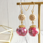 【カシスミルク】ガラスドームピアス、イヤリング