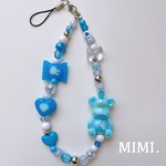 ビーズストラップ🧸🩵スマホストラップ💙ハンドストラップ⚪️くま❤︎キャンディー🍬ブルー🐰𖤐⡱¨̮* /MIMI. 