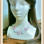 【鯉党祝】 ♡WHITE & PINK SMALL FLOWER♡cotton ネックレス兼チョーカー パールビーズ付き