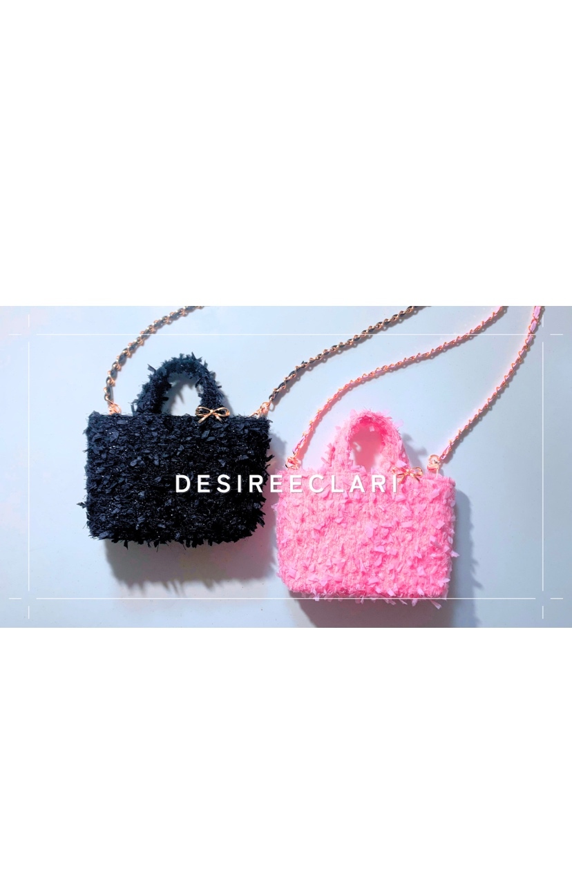高級尾州ツイードトートバッグ ブラックネイビーhandmade