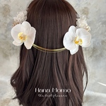 【胡蝶蘭の花冠風髪飾り(ゴールド)】卒業式/成人式/振袖/ヘアアクセサリー/卒業式/胡蝶蘭