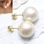 T.CYコットンパールピアス☆KWキャッチ １0ｍｍ