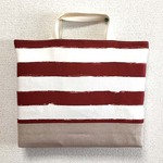 ボーダー柄のシンプルレッスンバッグ♪ハンドメイド♪レッド