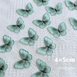 送料無料 オーガンジー刺繍 蝶  ライトブルーグリーン 6枚 H4×W5cm 