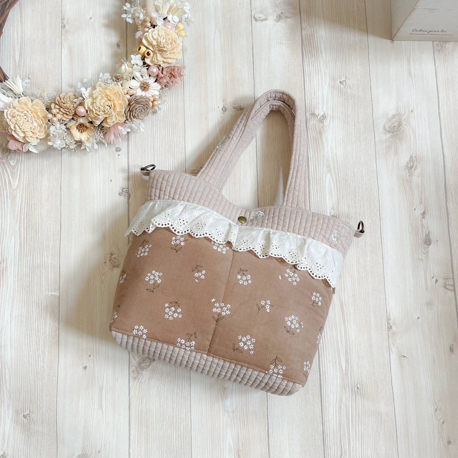 ヌビバッグ　ダークグレー×ムーン＆スター　トートバッグ　ハンドメイド ヌビバッグ ダークグレー×ムーン＆スター トートバッグ