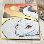 (原画)穏やかな白蛇(送料込)