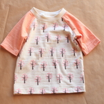 【90】ハンパ袖のラグランTシャツ（ピンク）