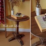 直径38cm アンティーク風サイドテーブル/丸形/コーヒーテーブル