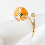 金木犀とガラスストーンのリング～フリーサイズ