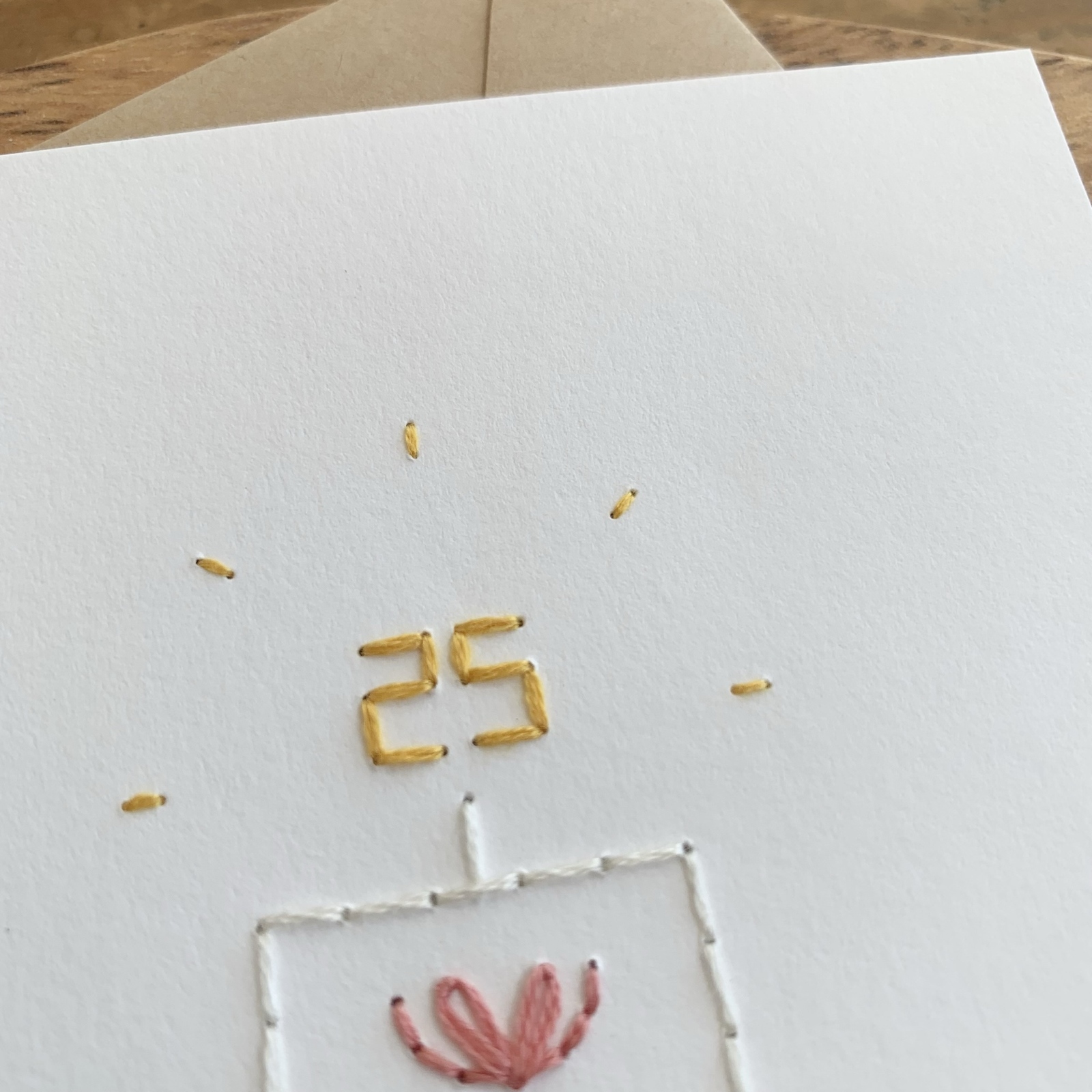 紙刺繍｜バースデーカード｜chocolate - kyahana. -paperembroidery