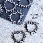 NEW 2個/ ガンメタリック　パンク　とげとげ　サンハート　チャーム　CH329S