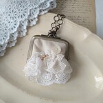 op様ご予約品）アンティークレースのミニがま口チャーム