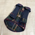 【オーダー】犬服　小型犬用　フリース　コート　グリーン　チェック柄　前開き