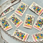 クリスマス切手（濃い黒波線印有り）15枚入 クリスマスツリーの刺繡図案 アメリカ（外国切手・古切手）｜アンティーク・ヴィンテージ