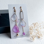 Lotus 蓮の花びら パープル ロングイヤリングorピアス