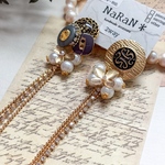 376≫レトロボタンの2wayピアス